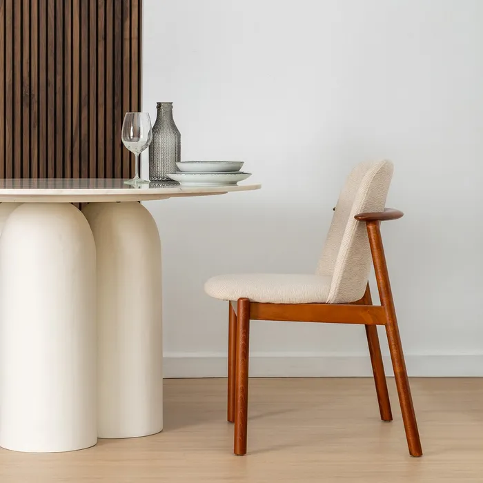 Scaun LOFT Modern, Lemn, Stofa Crem - creativdeco.ro [2]