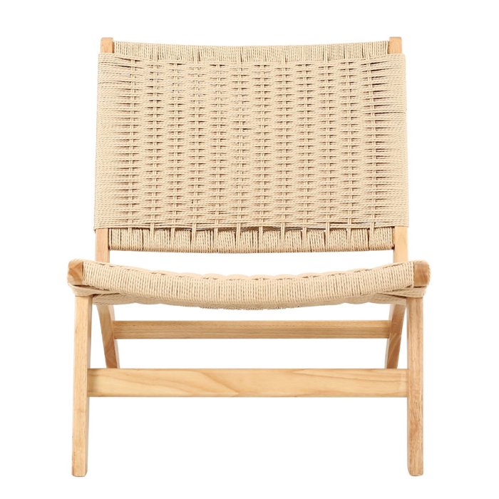 Scaun lounge din lemn masiv cu șezut și spătar din frânghie împletită OMA [6]