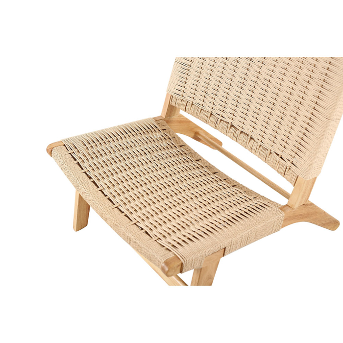 Scaun lounge din lemn masiv cu șezut și spătar din frânghie împletită OMA [7]