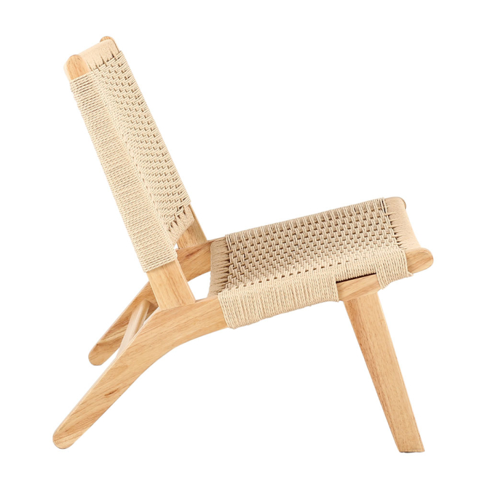 Scaun lounge din lemn masiv cu șezut și spătar din frânghie împletită OMA [3]