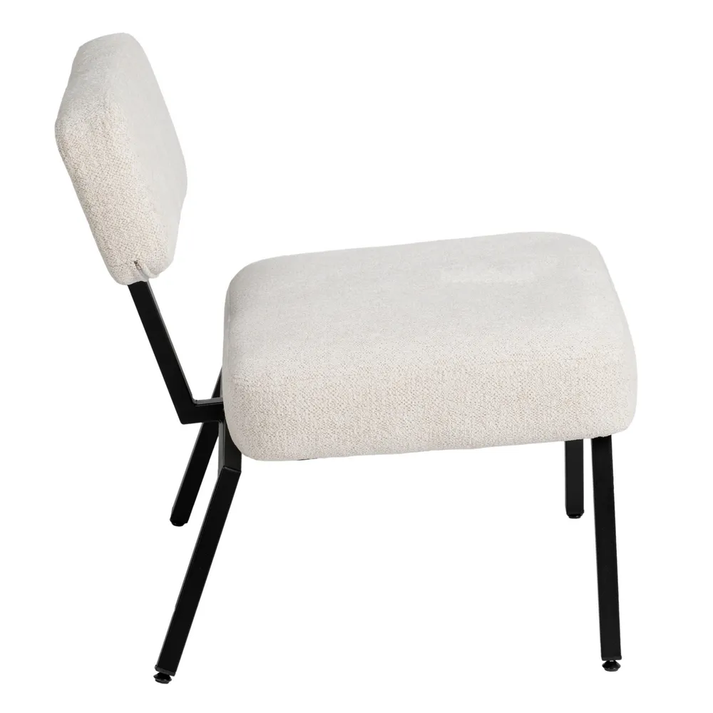 Scaun lounge stofa alb, metal negru, creativdeco.ro [3]