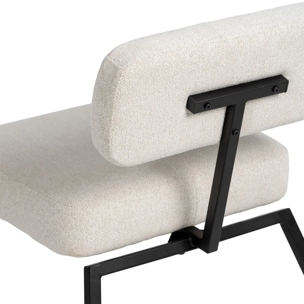 Scaun lounge stofa alb, metal negru, creativdeco.ro [5]