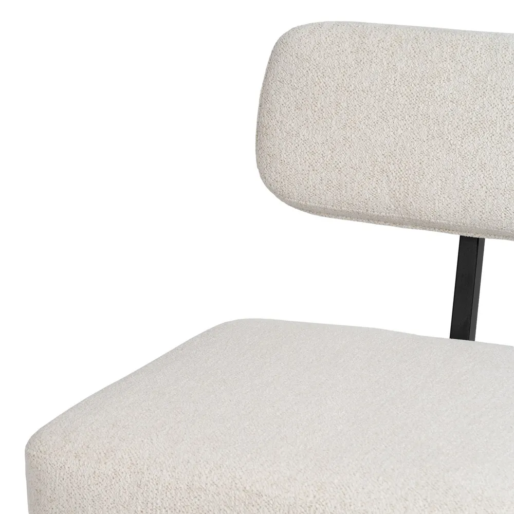 Scaun lounge stofa alb, metal negru, creativdeco.ro [10]