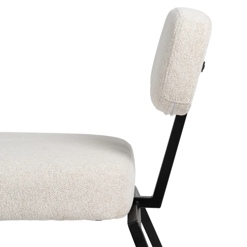 Scaun lounge stofa alb, metal negru, creativdeco.ro [8]