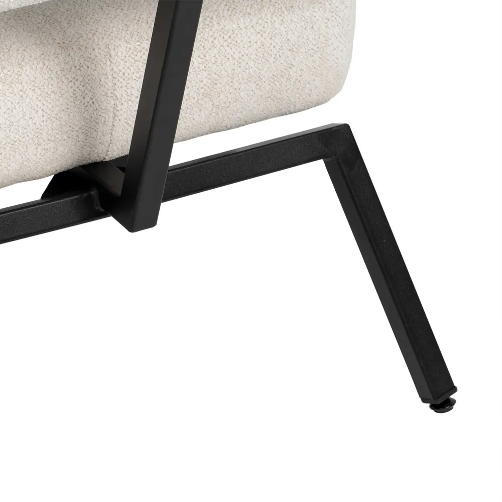 Scaun lounge stofa alb, metal negru, creativdeco.ro [6]
