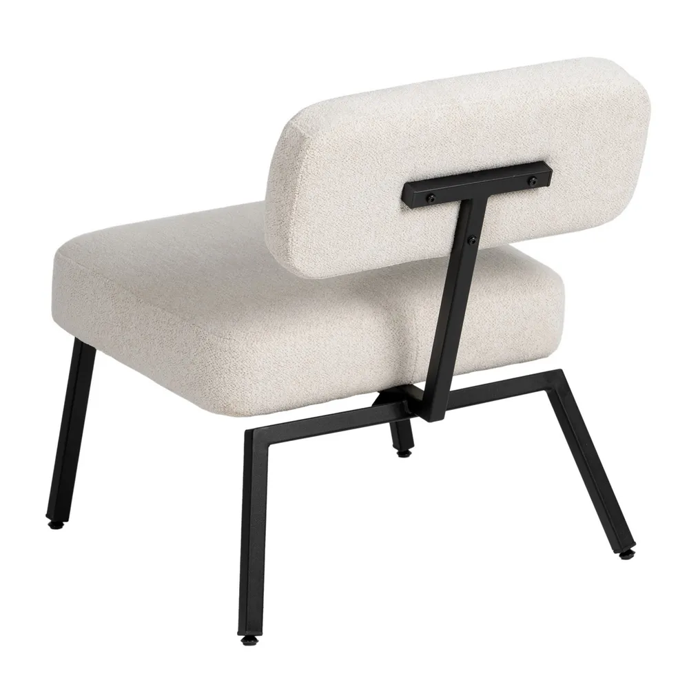 Scaun lounge stofa alb, metal negru, creativdeco.ro [4]