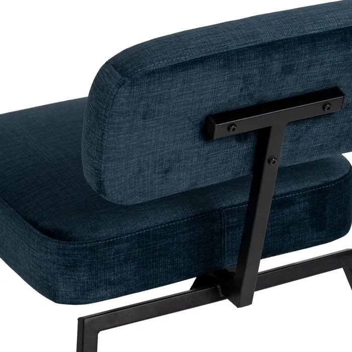 Scaun Lounge Stofa Albastru, Metal Negru - creativdeco.ro [6]