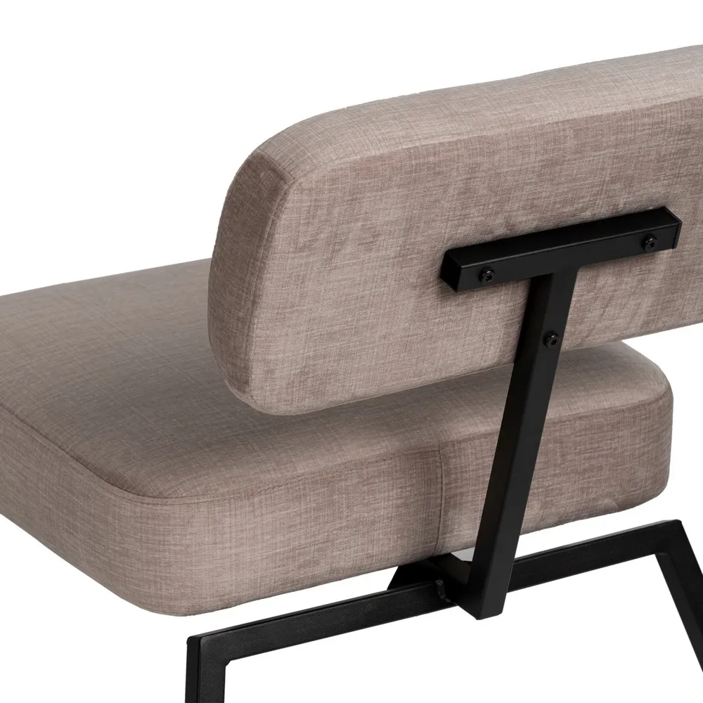 Scaun lounge stofa bej, metal negru [5]