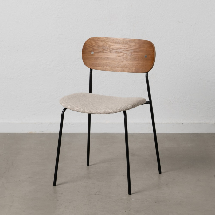 Scaun maro-crem stofa si metal|Scaune elegante pentru interioare sofisticate [1]