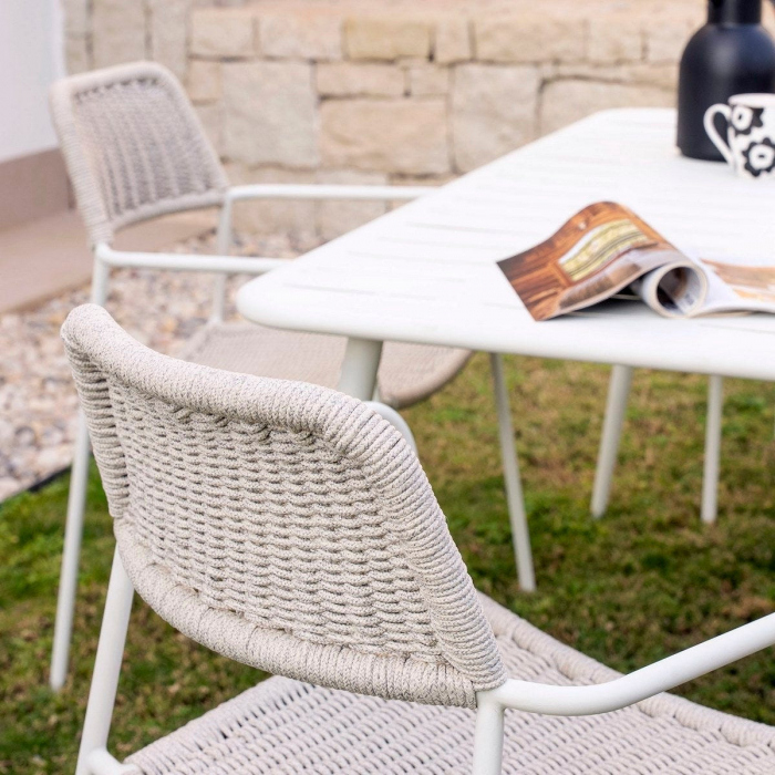 Scaun Milos White Light Grey – eleganță nordică și confort exterior pentru grădini moderne [13]