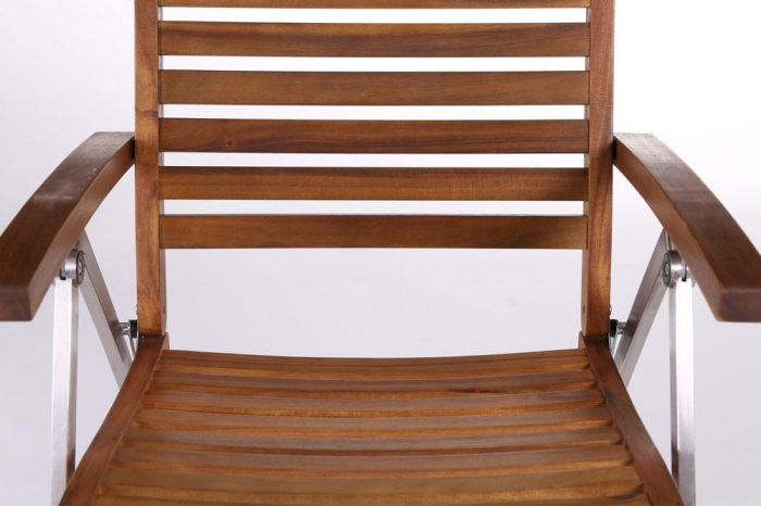 Scaun Norah inox cu lemn acacia, pliabil și reglabil pentru exterior [3]