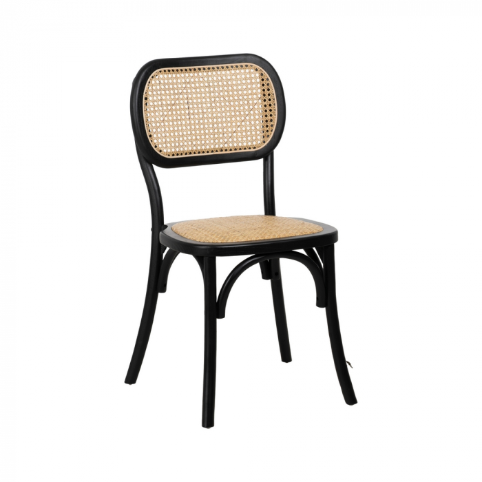 Scaun negru din lemn minimalist [2]