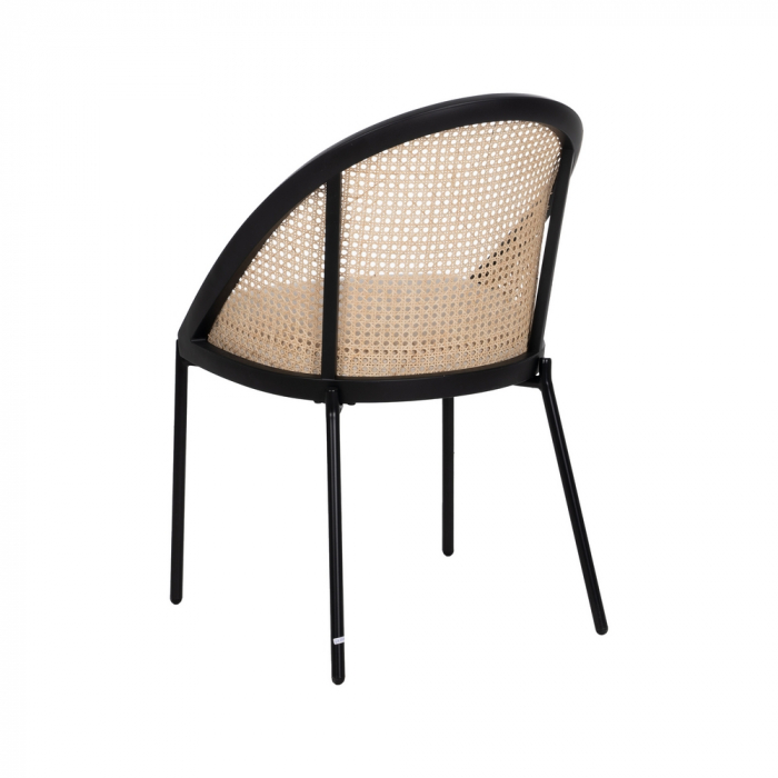 Scaun negru-natural otel si ratan|Scaune moderne pentru decor contemporan [4]