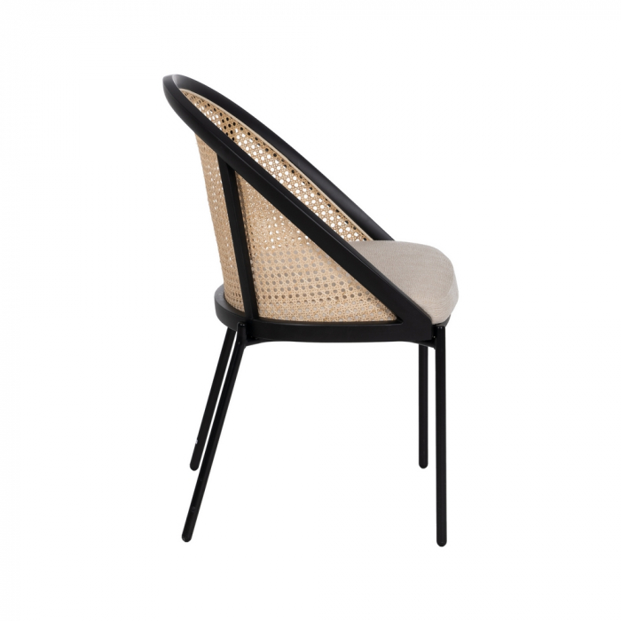 Scaun negru-natural otel si ratan|Scaune moderne pentru decor contemporan [3]