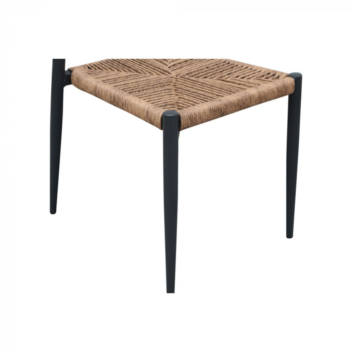 Scaun modern de exterior din aluminiu și rattan, negru cu nuanță de nuc [5]