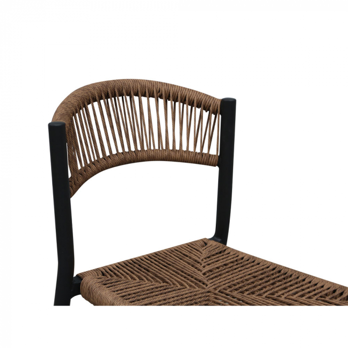 Scaun modern de exterior din aluminiu și rattan, negru cu nuanță de nuc [4]