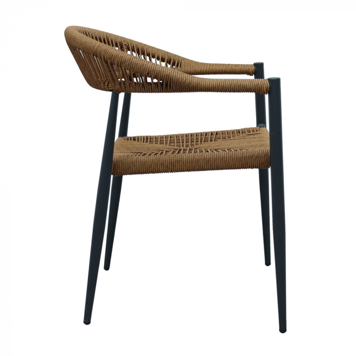 Scaun de terasă modern cu aspect natural din aluminiu și rattan [4]