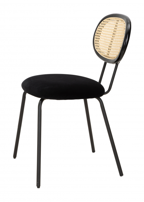 Scaun Osaka, fier/stofa/ratan, negru/crem [4]