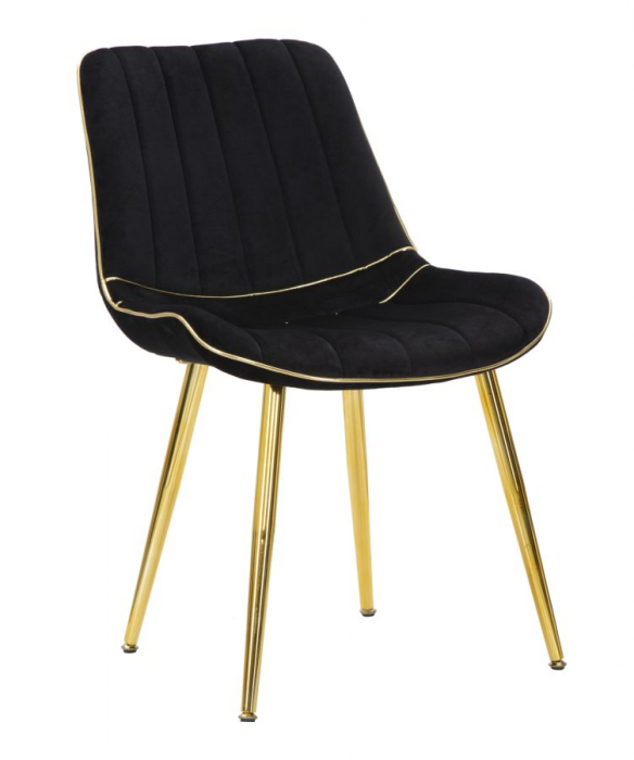 Scaun paris, metal/catifea, negru/auriu, Mauro Ferretti [1]