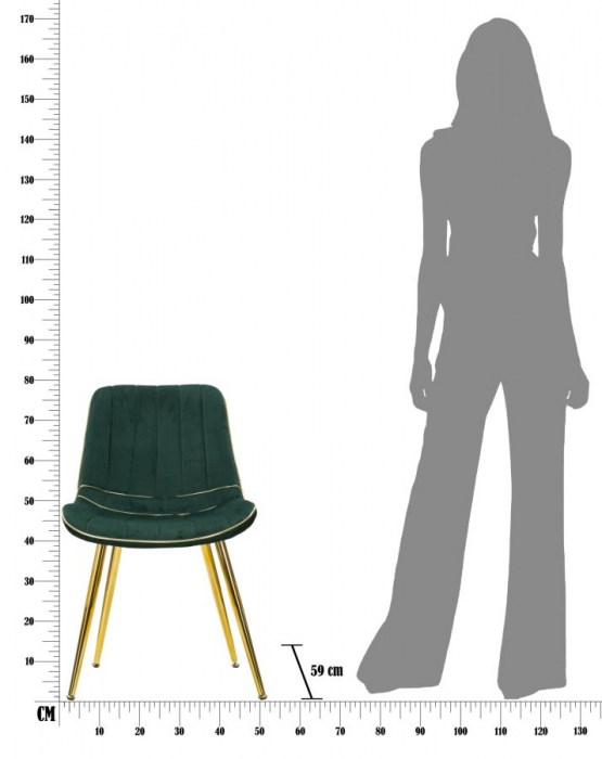 Scaun Paris, metal/catifea, verde/auriu, Mauro Ferretti [10]