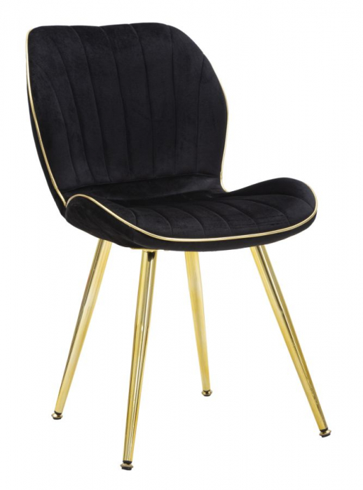 Scaun Paris, metal catifea, negru auriu - CreativDeco.ro [1]