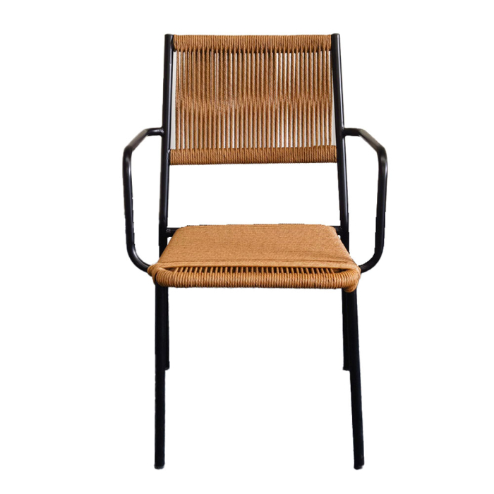 Scaun din ratan natural cu brațe și structură metalică [4]