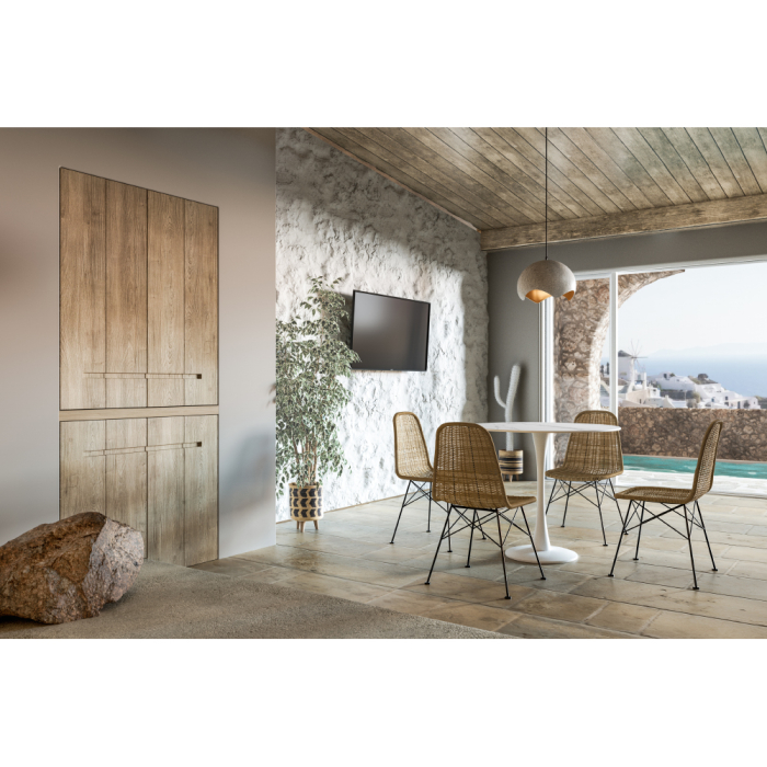 Scaun dining din ratan sintetic natural cu structură metalică [2]