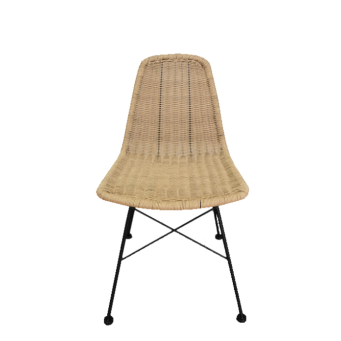 Scaun dining din ratan sintetic natural cu structură metalică [3]