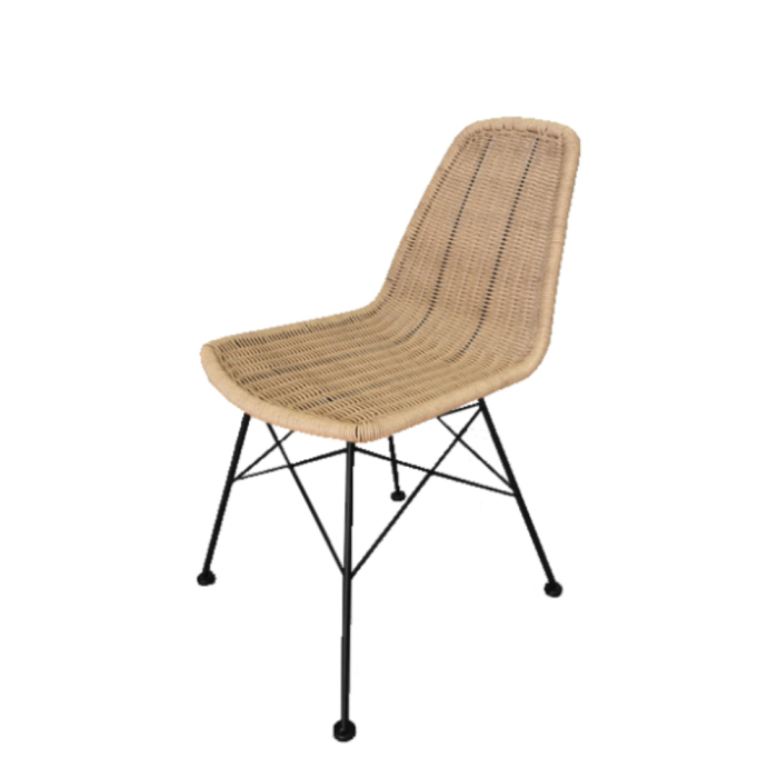 Scaun dining din ratan sintetic natural cu structură metalică [4]