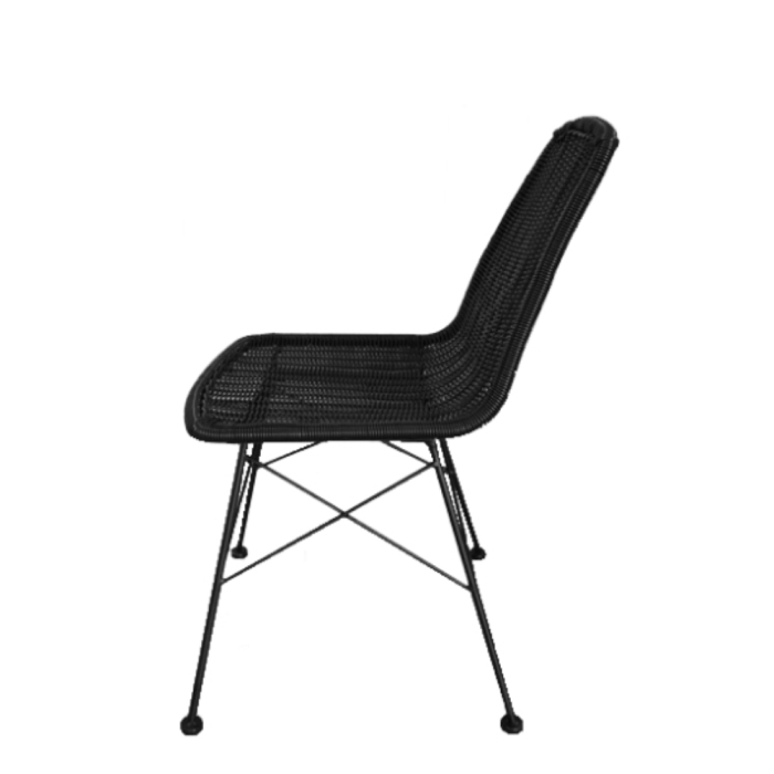 Scaun dining din ratan sintetic negru cu structură metalică [6]