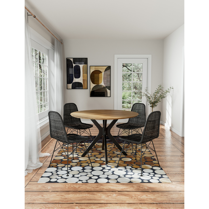 Scaun dining din ratan sintetic negru cu structură metalică [3]