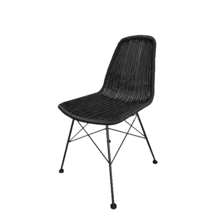 Scaun dining din ratan sintetic negru cu structură metalică [5]
