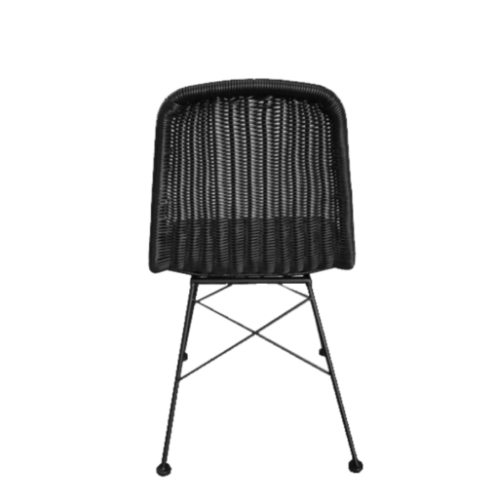 Scaun dining din ratan sintetic negru cu structură metalică [8]