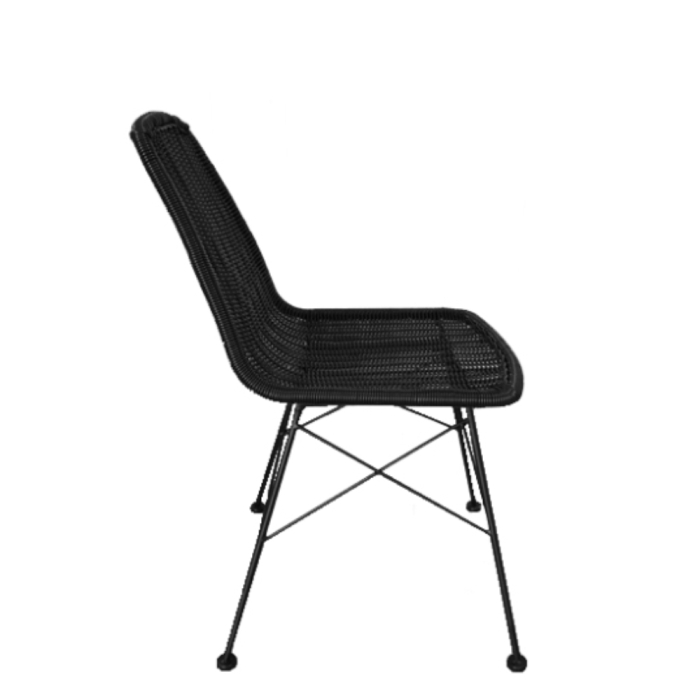 Scaun dining din ratan sintetic negru cu structură metalică [7]