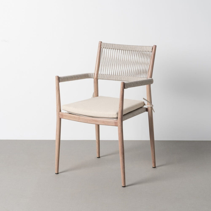 Scaun pentru exterior și HoReCa din oțel și ratan sintetic bej [2]