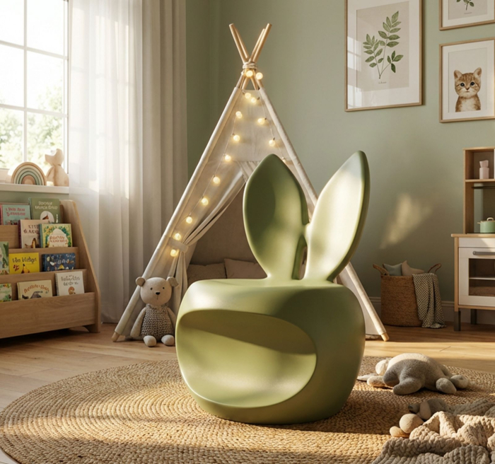 Scaun gradina plastic verde tip iepuras 57x55x79 cm [9]