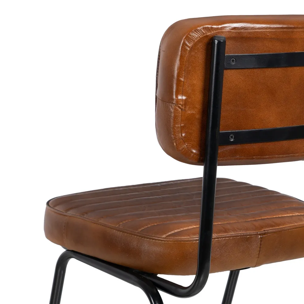 Scaun piele maro metal negru - CreativDeco.ro [6]