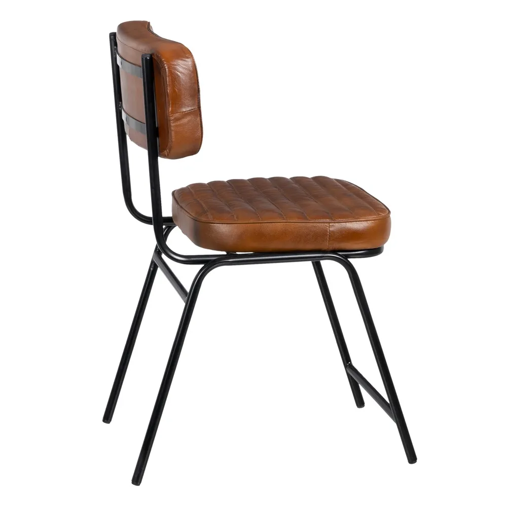 Scaun piele maro metal negru - CreativDeco.ro [4]