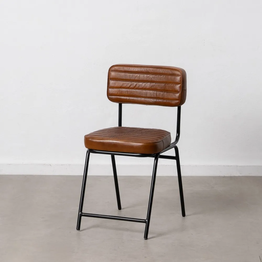 Scaun piele maro metal negru - CreativDeco.ro [2]