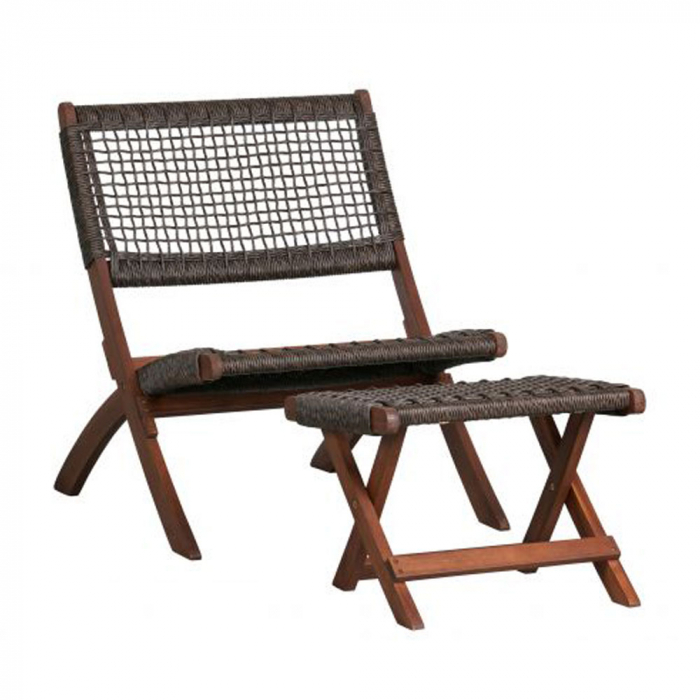 Scaun relaxare pliabil Mesh Chair Folding lemn acacia maro [3]