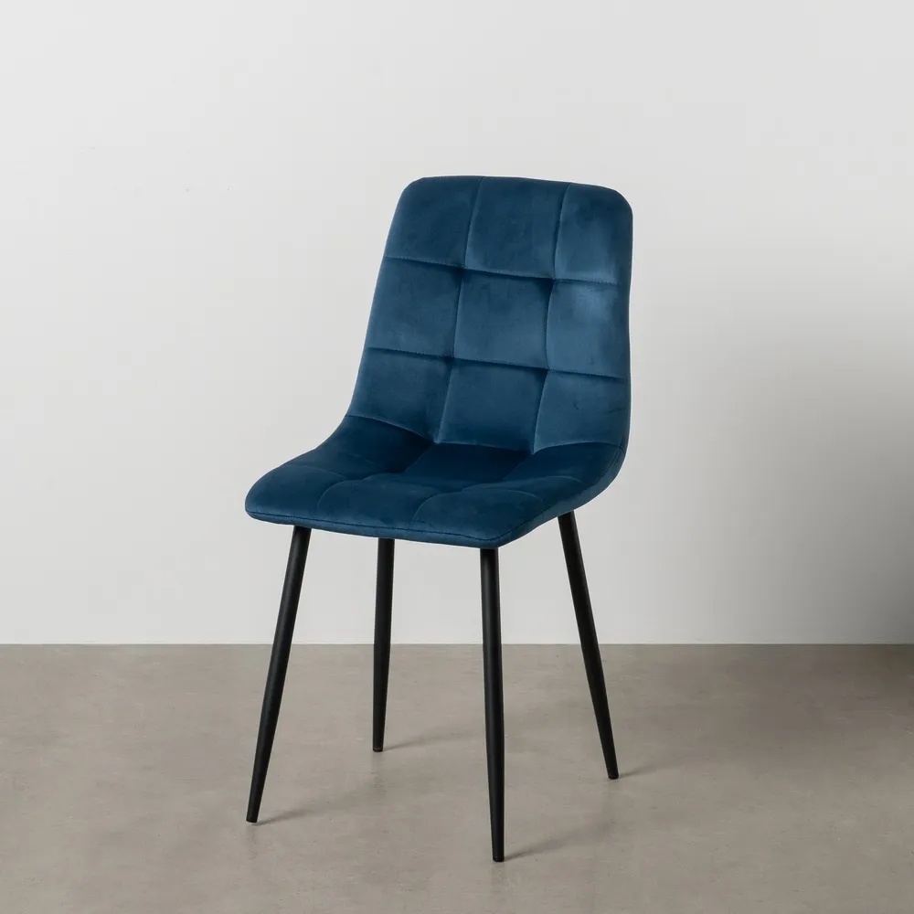 Scaun Q-Line Albastru Negru, Catifea Metal - CreativDeco.ro [2]