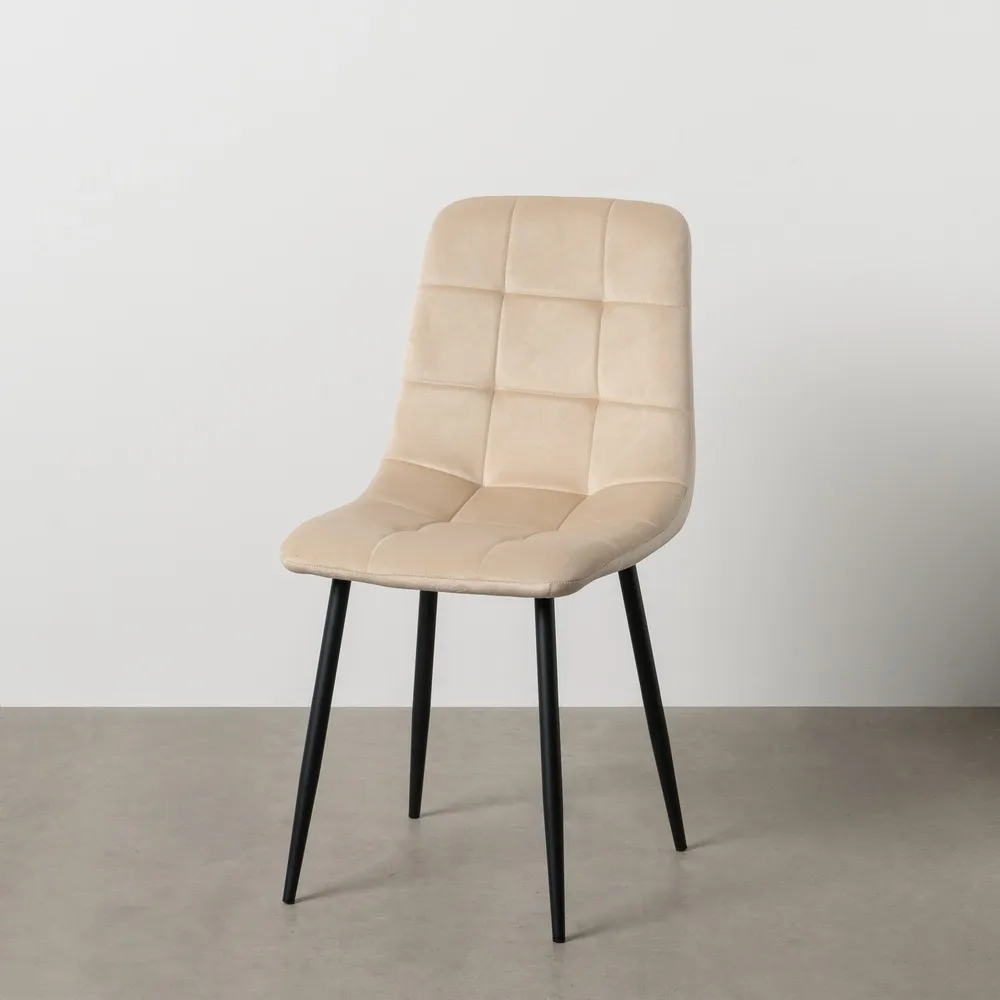 Scaun Q-Line Crem Negru, Catifea Metal - CreativDeco.ro [2]