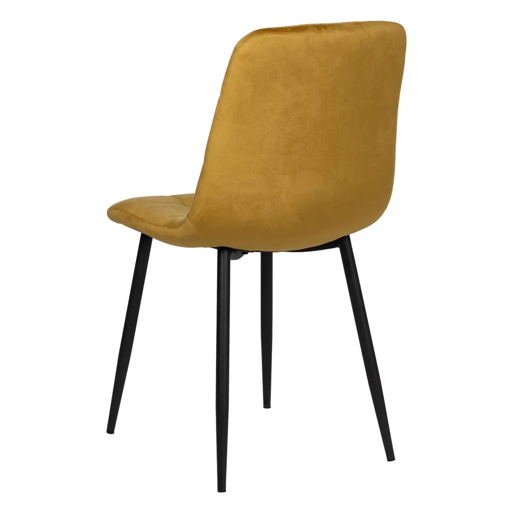 Set 4 scaune tapitate catifea galben ocru Q-Line - CreativDeco.ro [4]