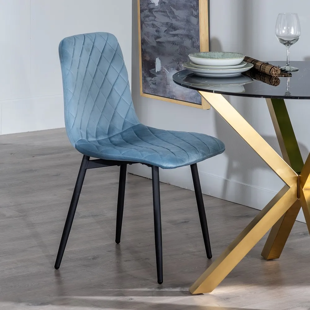 Scaun R-Line Albastru Deschis, Catifea Metal - CreativDeco.ro [2]