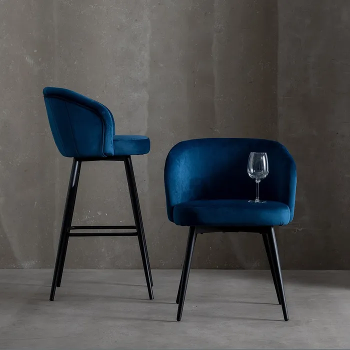 Scaun Regal Albastru, Catifea, Metal - creativdeco.ro [12]