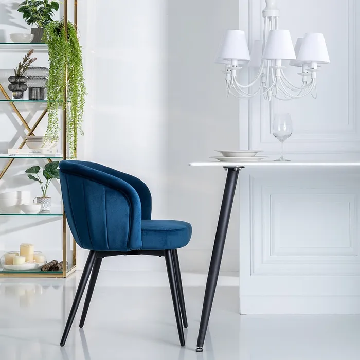 Scaun Regal Albastru, Catifea, Metal - creativdeco.ro [4]