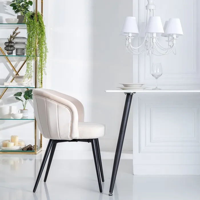 Scaun Regal crem, Catifea, Metal - creativdeco.ro [4]