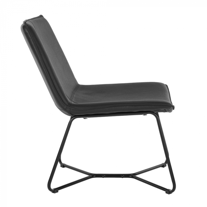 Scaun negru Attendre, piele ecologică, stil modern pentru recepții și spații profesionale [4]