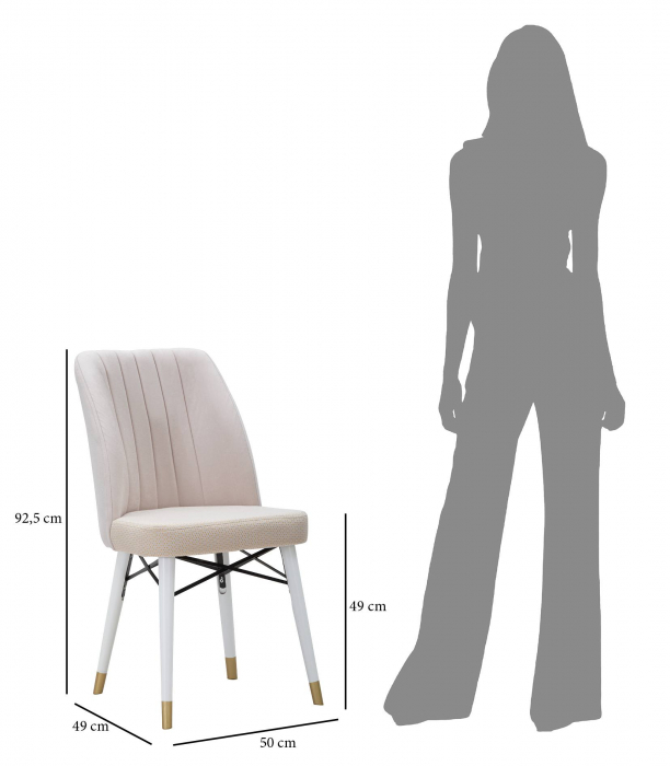 Scaun tapitat Bella crem, stofa lemn - creativdeco.ro [2]