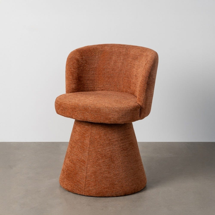 Scaun tapițat din stofă teracota cu mecanism rotativ și bază conică [14]